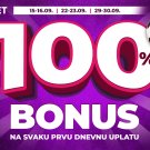 100% Bonus na depozit septembar