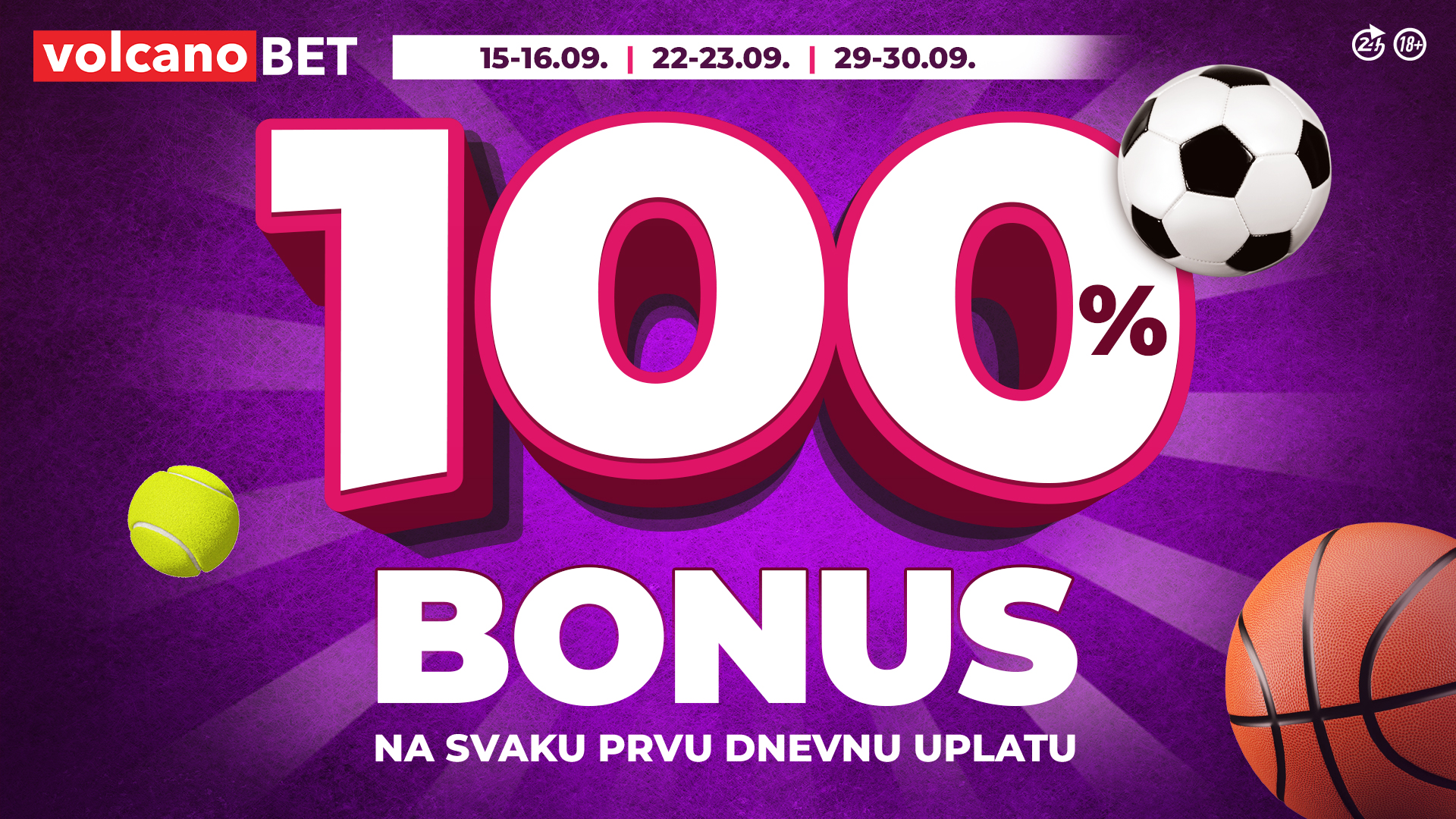 100% Bonus na depozit septembar