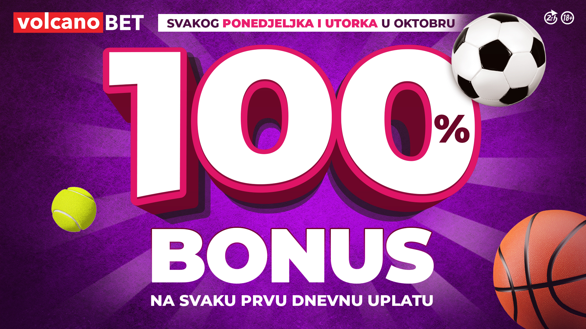 100% Bonus na depozit oktobar