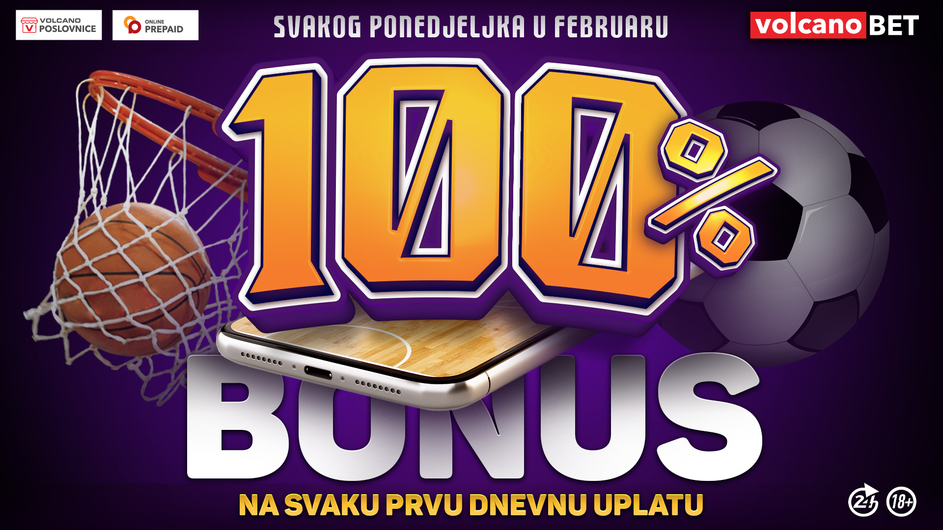 100% Bonus na depozit Februar