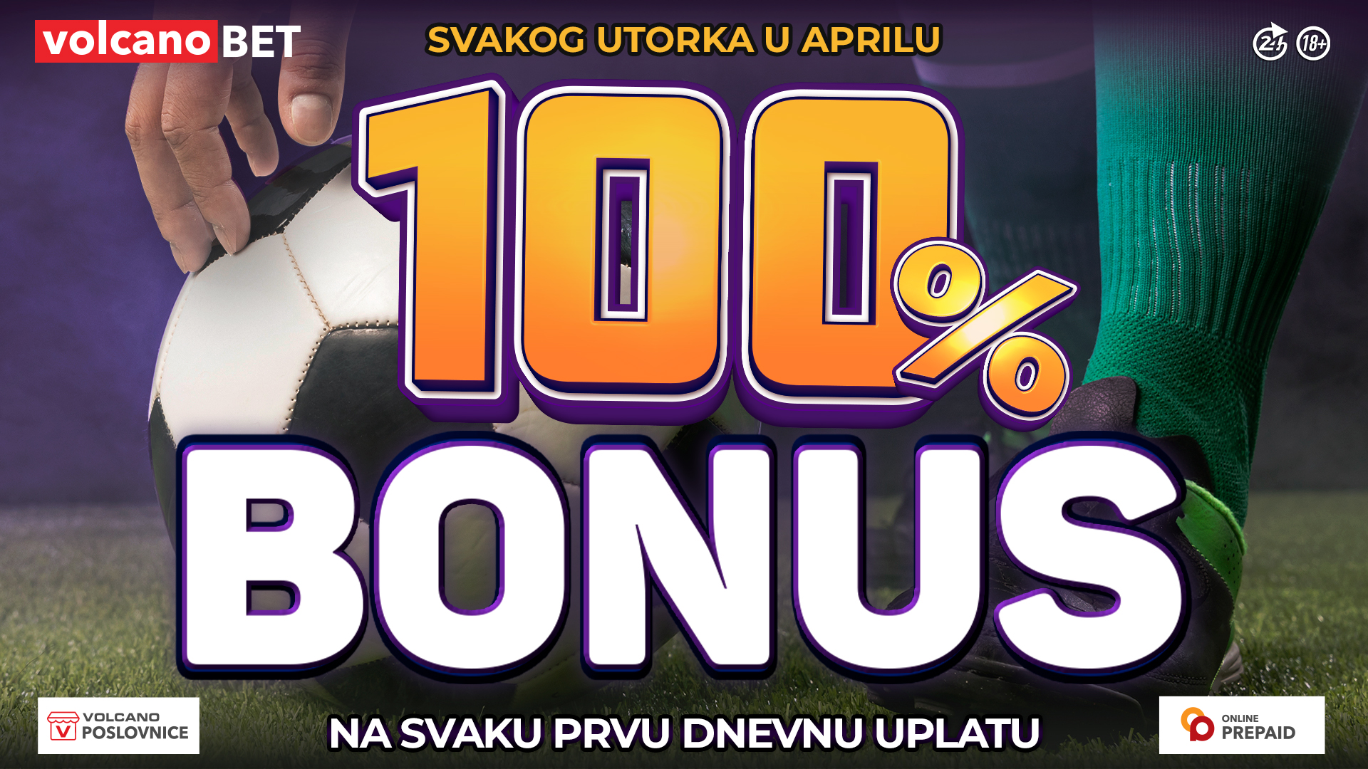 100% Bonus na depozit April